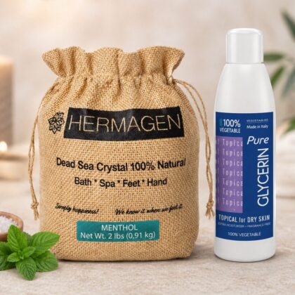 Dead Sea Salt Menthol 2 lb with Pure Glycerin hydration set