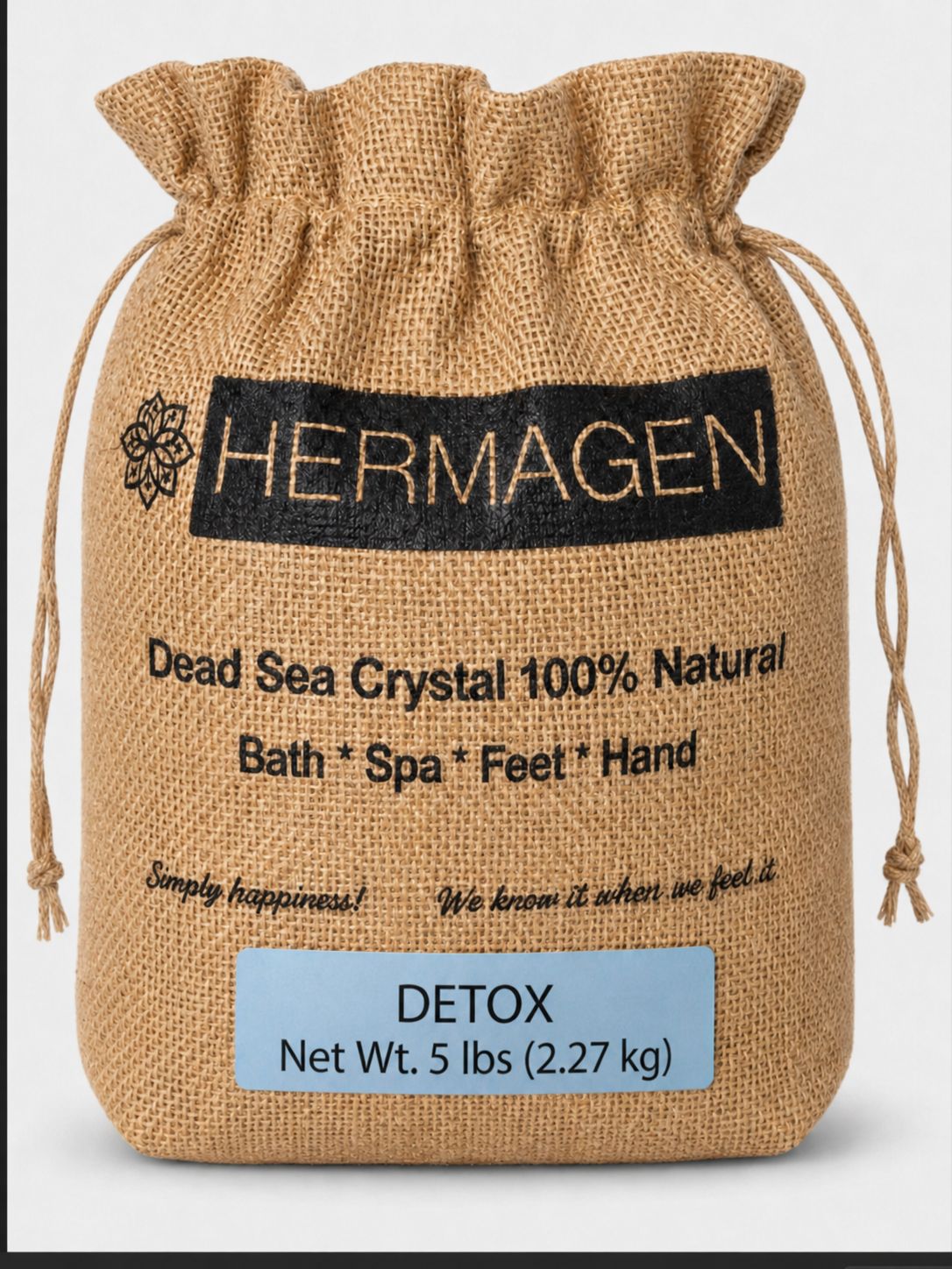Hermagen Detox Mineral Salt 5 lbs – Dead Sea Salt Crystal Blend pure mineral bath salt bag Blend pure mineral bath salt bag