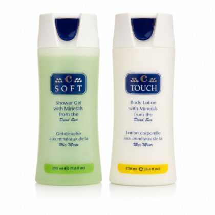 Dead Sea mineral shower gel and body lotion bath and body duo from Xiri Company.