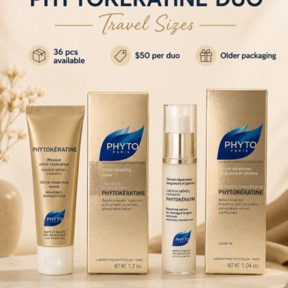 PhytoKératine Ultra-Repairing Hair Duo travel sizes with mask and repairing serum for damaged hair